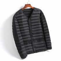Down liner mens slim body light and thin Joker warm autumn and winter long sleeve vest with coat bottom jacket