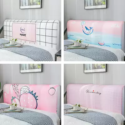 Stretch all-inclusive bedside cover Nordic style removable and washable Universal head cover Universal cartoon bed back cover soft bag
