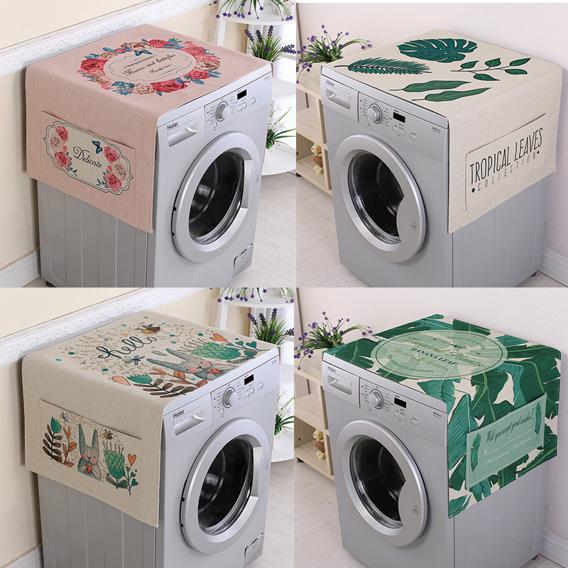 Cotton linen refrigerator roller washing machine single open double door waterproof and dust cover cloth cover towels home cloth art microwave hood