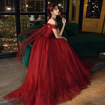 Toast Bride 2021 New Spring Red Wedding Party Evening Dress Engagement Back Dress Female Temperament