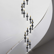 Minimalist staircase long chandelier modern minimalist villa living room loft personalized dining room rotating compound building bedside chandelier
