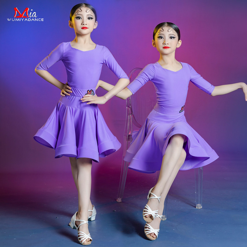 Latin dance suit with dress girl's race rules for the standard young children's test suit New pint summer performance Out of service