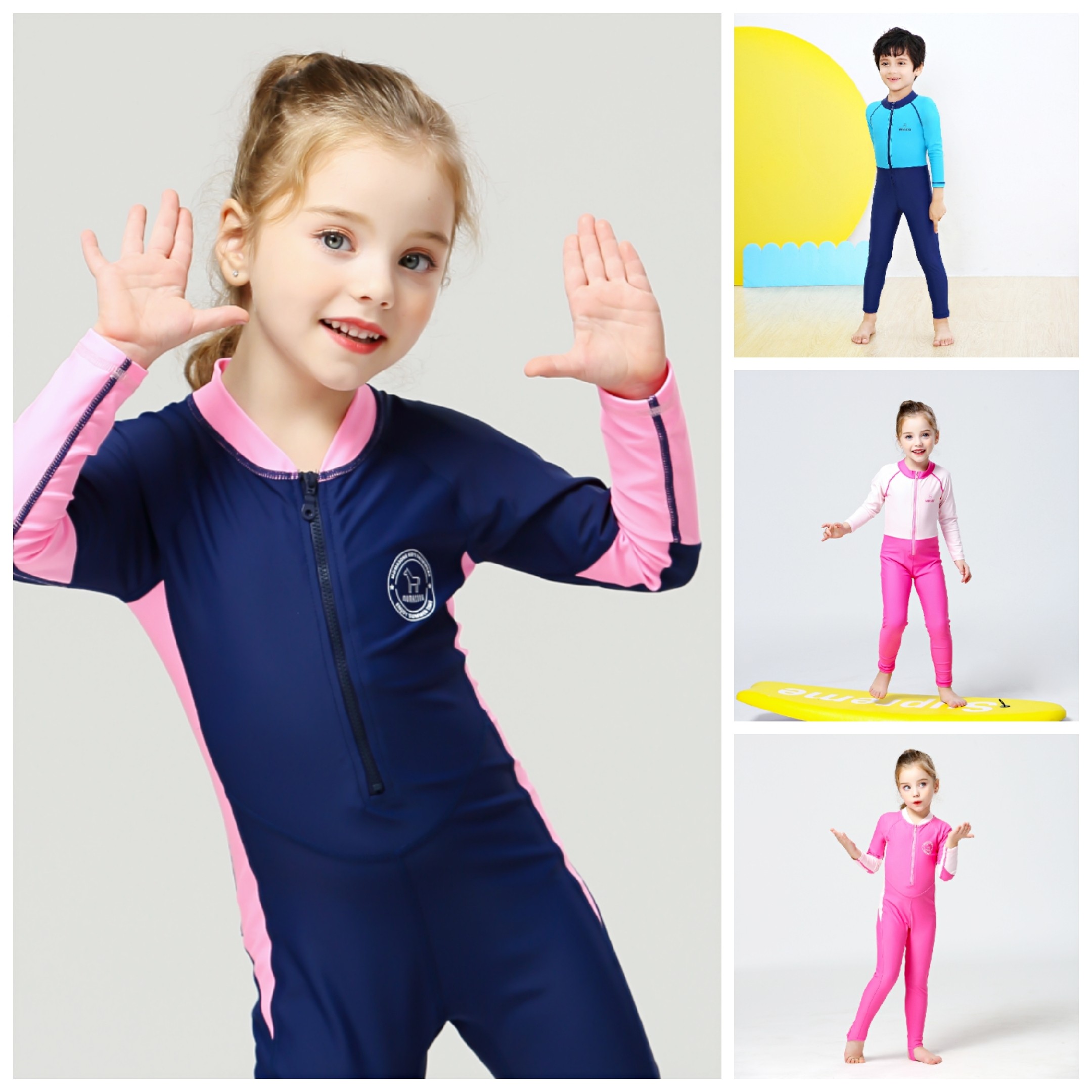 Children's swimsuit boys and girls long-sleeved long pants one-piece medium and large children professional training sun protection quick-drying diving swimsuit