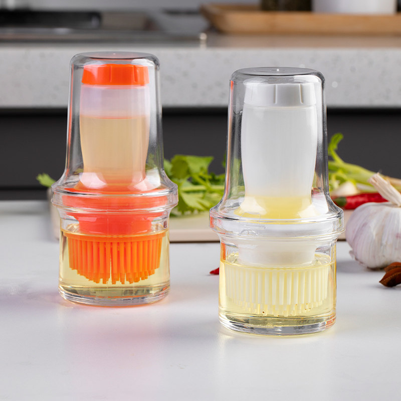Japanese oil brush belt bottle integrated household artifact high temperature resistant kitchen silicone brush oil brush flapjack oil bottle set