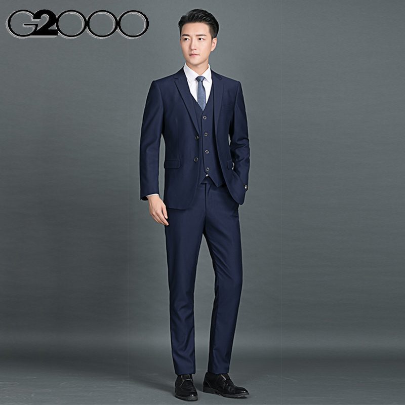 G2000 Long-Sleeved Suit Suit for Men, Spring & Fall, Young and Middle-Aged Three-Piece Suit, Business Casual, Anti-Wrinkle, Professional Formal Suit