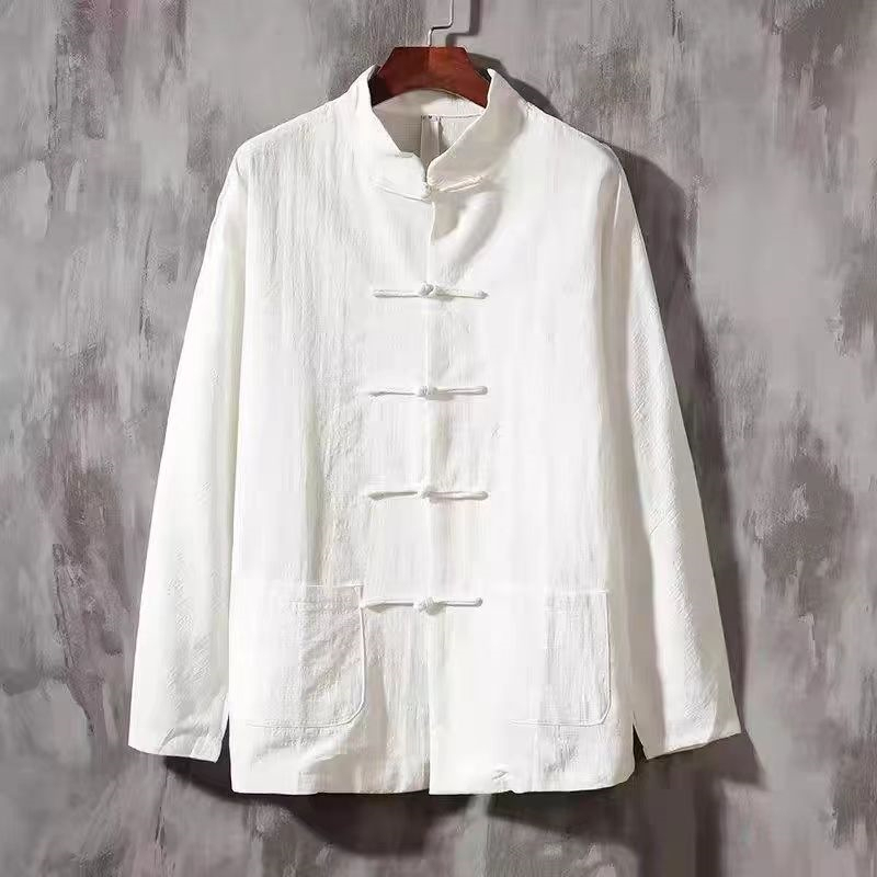 Pure Cotton Traditional Chinese Clothing for Men, Spring and Autumn Long-Sleeved Chinese-Style Shirt, Large Size Kung Fu Base Shirt, Zen Meditation Layperson Clothing Pure Cotton Traditional Chinese Clothing for Men, Spring and Autumn Long-Sleeved Chinese-Style Shirt, Large Size Kung Fu Base Shirt, Zen Meditation Layperson Clothing