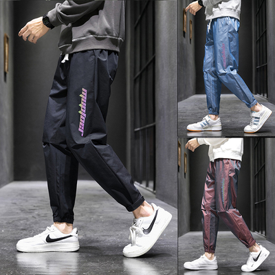 休闲运动裤变色龙港风情侣款潮流九分束脚裤