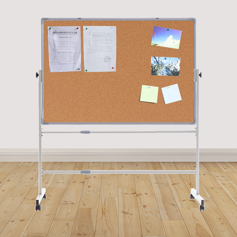 Zhenteng aluminum frame bracket cork board bulletin board bulletin board publicity board movable double-sided available customized creative vertical floor-to-ceiling with photo wall message board company office kindergarten