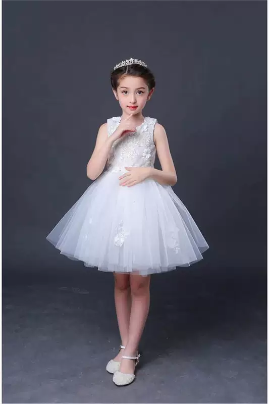 Ngày thiếu nhi trang phục công chúa váy bé gái nhảy múa gạc váy trắng mẫu giáo học sinh hợp xướng trang phục biểu diễn - Quần áo ngoài trời