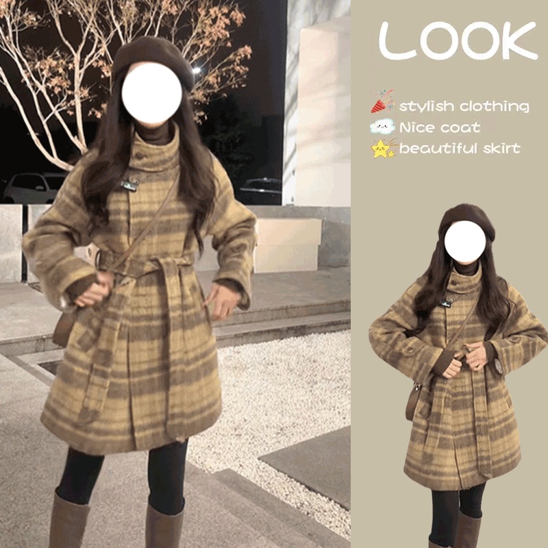 2026 Winter New Unique and Super Stylish Woolen Coat Fashionable Thick Plaid Waist-Cinching Short Jacket for Women 2026 Winter New Unique and Super Stylish Woolen Coat Fashionable Thick Plaid Waist-Cinching Short Jacket for Women