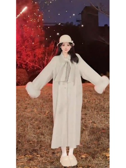 Korean Style Fashionable and Elegant High-End Woolen Coat for Women, 2025 Winter New Warm and Thick Long Woolen Overcoat