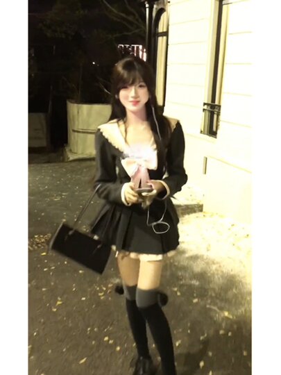 Новое женское платье в студенческом стиле с воротником-стойкой и бантом, осень-зима 2025, с завышенной талией, пышная короткая юбка А-силуэта