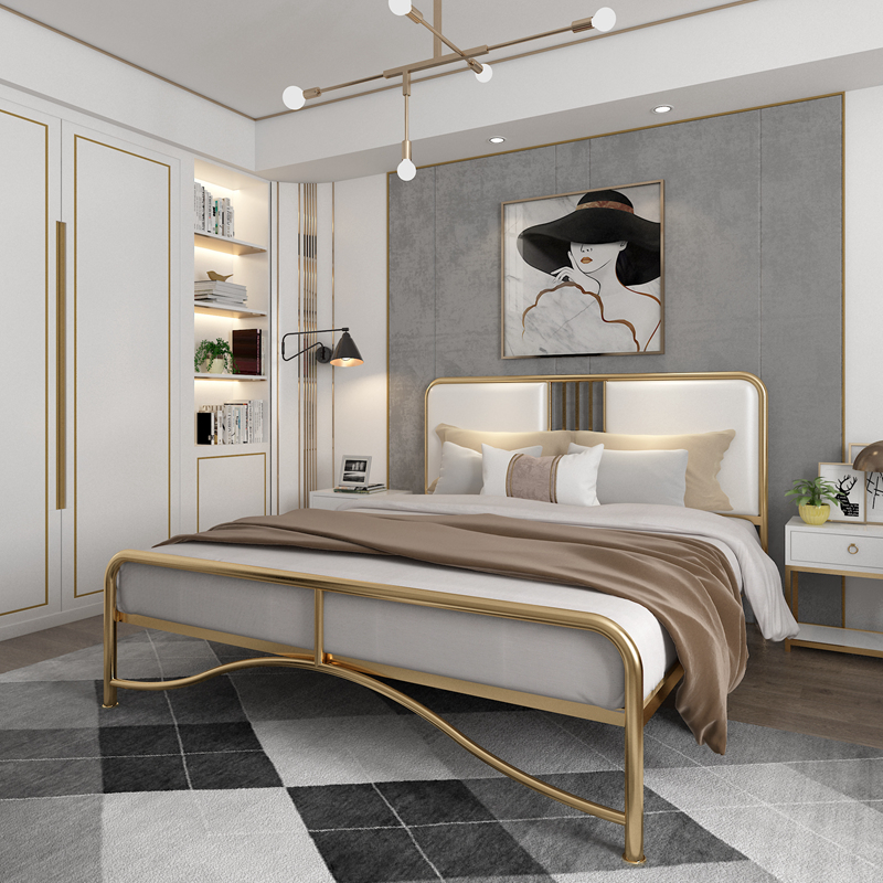 Modern Iron Art Bed Iron Bed Frame 1 8 m Minimis Steel Frame Bed Nordic Single Bed Gold Apartment Double Bed 1 5 m