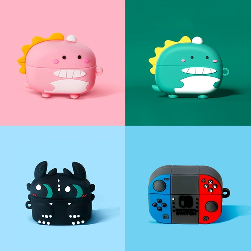 Мультяшный защитный чехол, беспроводные ультратонкие наушники, беруши с аксессуарами с зарядкой, защита при падении, bluetooth