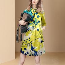 Womens spring and autumn clothing chiffon mulberry silk dress western style acetate fabric high-end spring early spring middle-aged mother