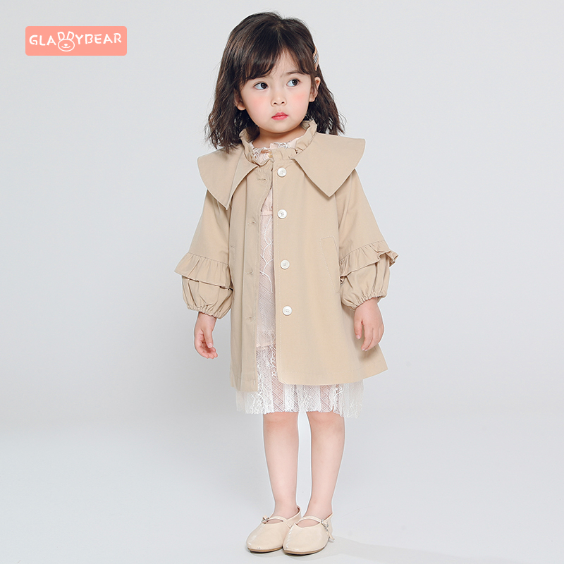 Girls' windbreaker Spring and Autumn 2021 New Korean version of children's foreign-style female baby children's autumn clothes long tide coat