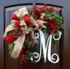 Christmas decorations Wooden Rattan Christmas Wreath American Ball Wreath Rattan Hotel window bow door hanging