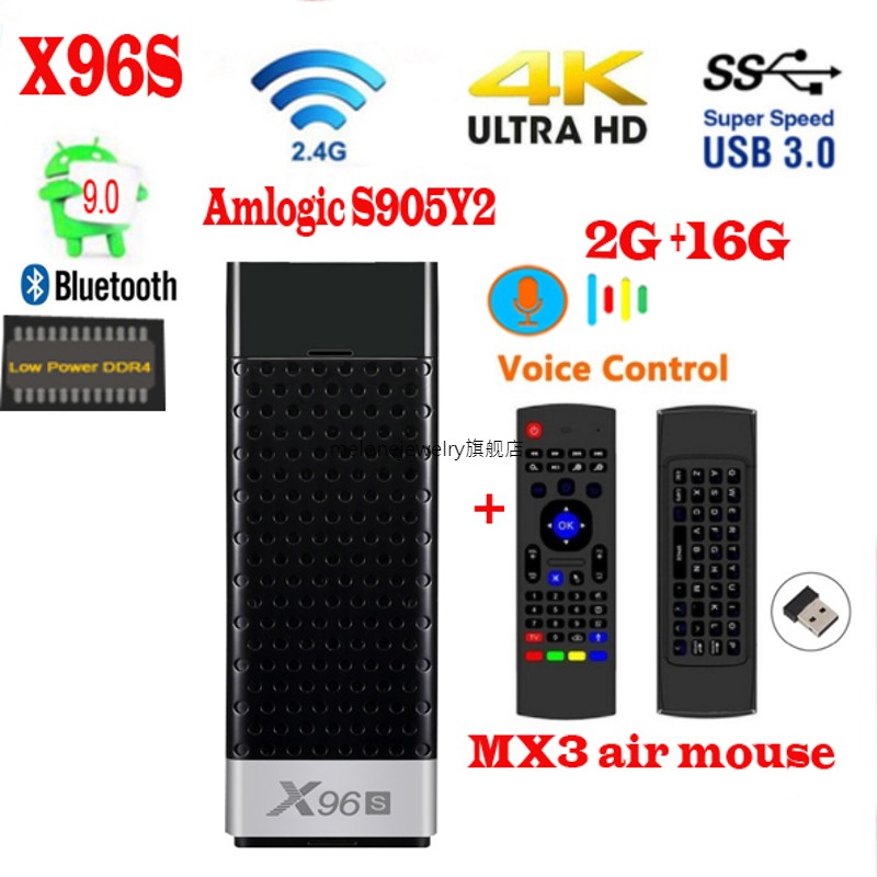 16G&mx3&VOICES   tv   stick   android   9.0   amlogic   s905Y2   H.265   2.4 / 5G   WIFI   Blue