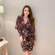 European station new high-end velvet slim hip dress female spring long-sleeved dress temperament V-neck floral dress