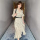 European station polka dot dress female 2022 new summer small dress ladies high-end waist light cooked Hong Kong style skirt