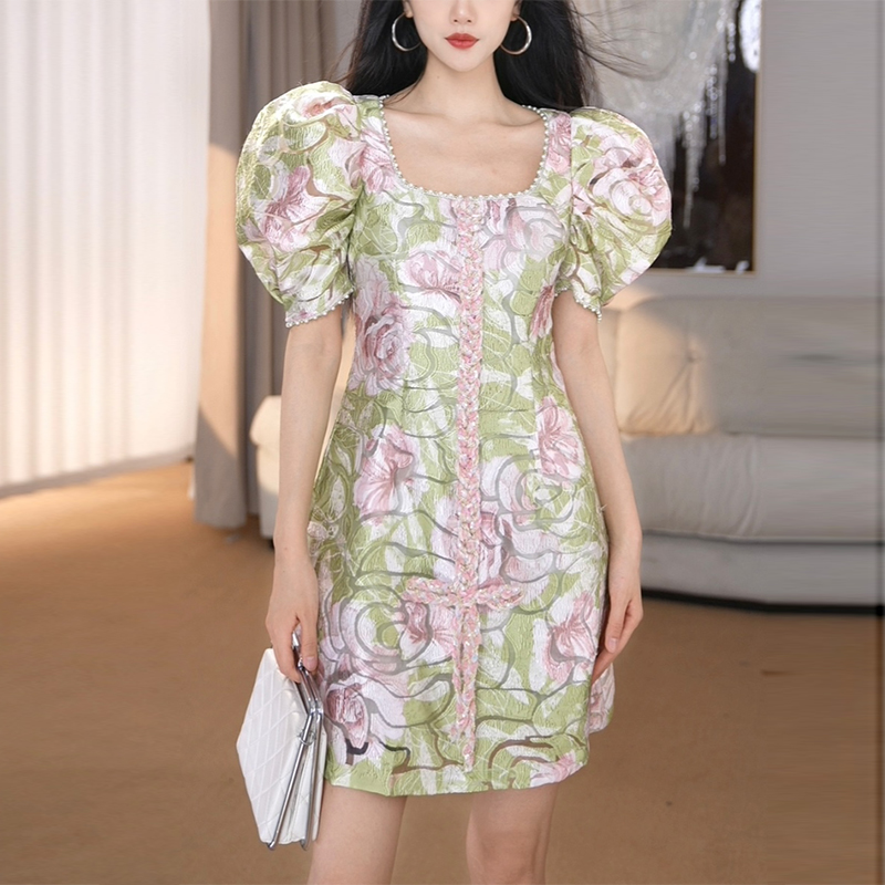 C3618 2250K VÁY ĐẦM LIỀN THÂN NỮ RUUREAG TAY PHỒNG MÙA HÈ HỌA TIẾT HOA THỜI TRANG NỮ G05 SẢN PHẨM MỚI