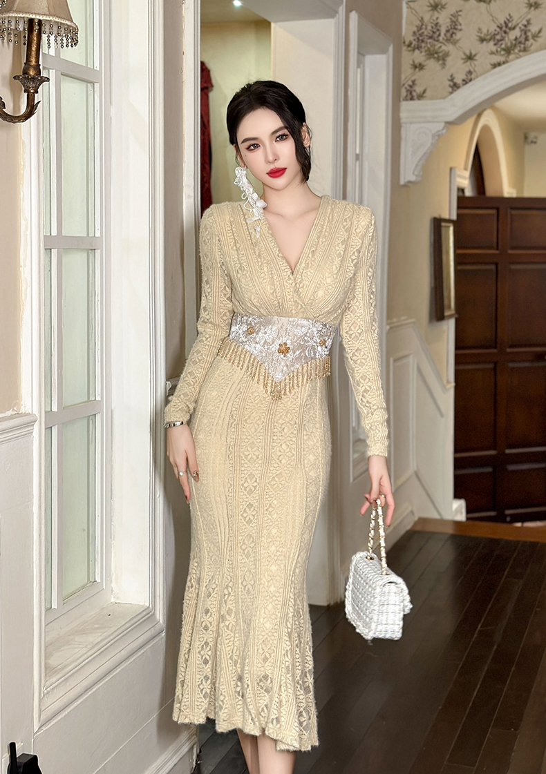 C3658 2640K VÁY ĐẦM LIỀN THÂN DÁNG DÀI NỮ RUUREAG DÁNG ÔM BODY GỢI CẢM SEXY MÙA XUÂN THU ĐÔNG KIỂU ĐUÔI CÁ THỜI TRANG NỮ REN G06 SẢN PHẨM MỚI