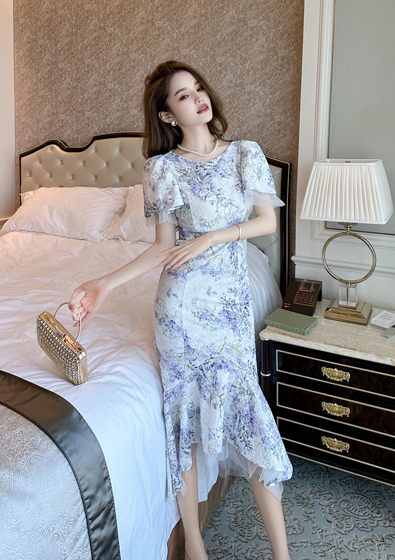 C3415 2640K VÁY ĐẦM LIỀN THÂN NỮ RUUREAG TAY PHỒNG MÙA HÈ HỌA TIẾT HOA THỜI TRANG NỮ G06 SẢN PHẨM MỚI