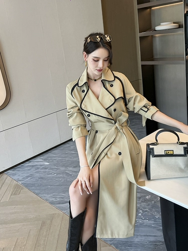 Ретро плащ для отдыха, весенняя длинная куртка, изысканный стиль, коллекция 2023, подходит для подростков, средней длины