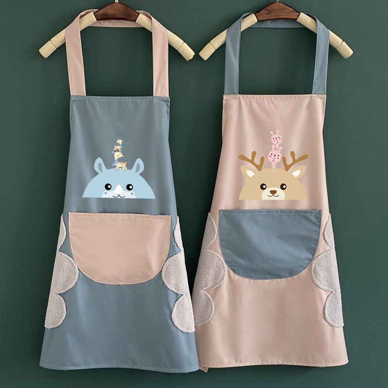 Net Red Cartoon Apron skirt Home Kitchen Waterproof Oil Proof Little Fresh Cute Day Ensemble Korean Edition Adults Work Apron