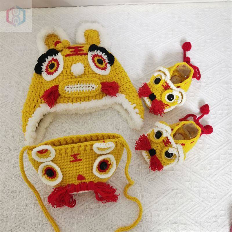 diy编织材料包 婴儿虎头鞋手工diy材料包编织虎头帽新年百天周岁礼儿童毛线钩针