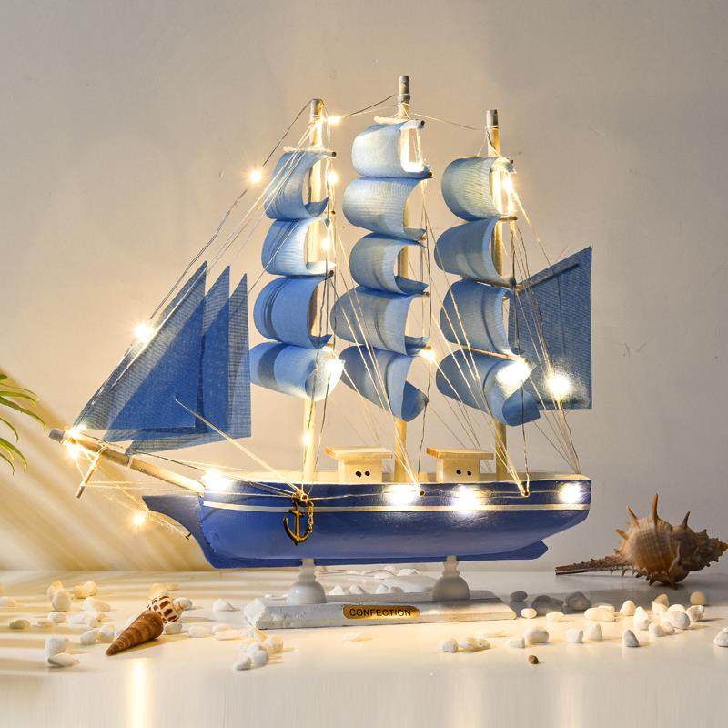 One Sail Smooth Sailing Swing Piece Handicraft Simulation Solid Wood Small Wooden Boat Model Office Decoration Small Furnishing Gift
