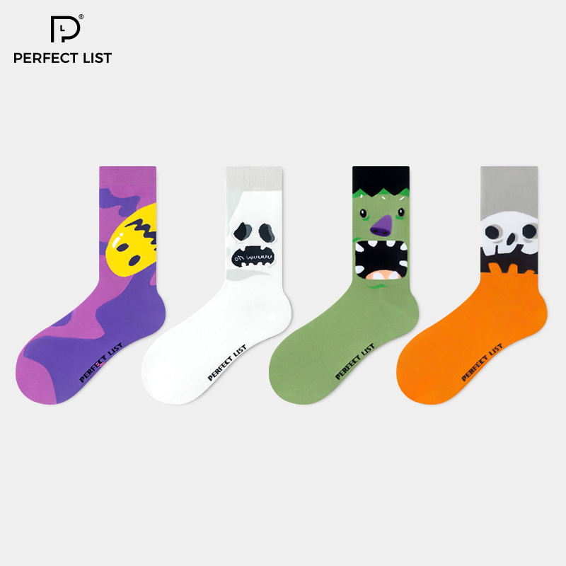 Pl Quirky Trendy Socks Women's Mid-Calf Socks Autumn and Winter Trendy Internet Celebrity Style Men's Halloween