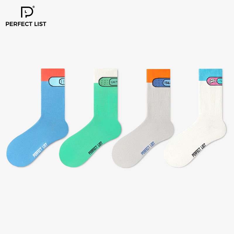 Pl Band-Aid Original Design Creative Socks Women's Trendy Internet Celebrity Style Men's Mid-Calf Socks for Autumn and Winter