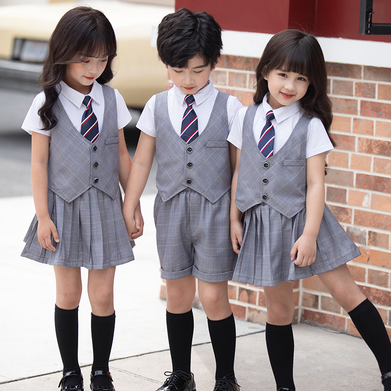 Summer Elementary School Uniforms Suit College Wind Class Kindergarten Garden Suit Inn Wind Summer Clothes Horse Chia Three Sets
