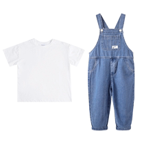 Childrens denim overalls suit summer short-sleeved boys and girls kindergarten photo graduation performance clothing