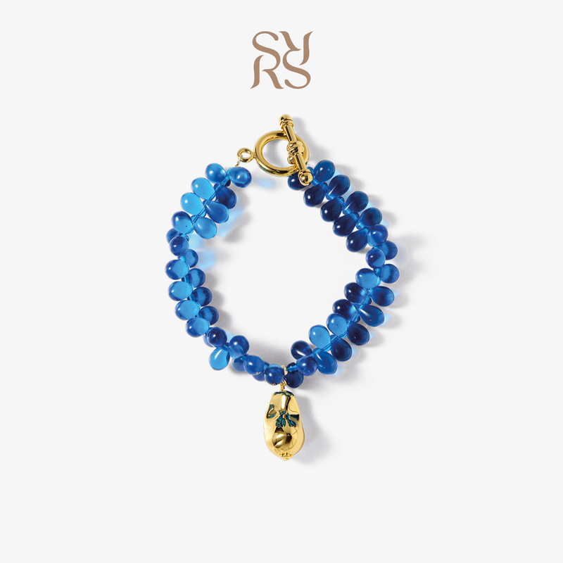 Simple Rituals Capri Blue Cave Glass Bracelet, Niche Design, High-End Couple Accessories Bracelet