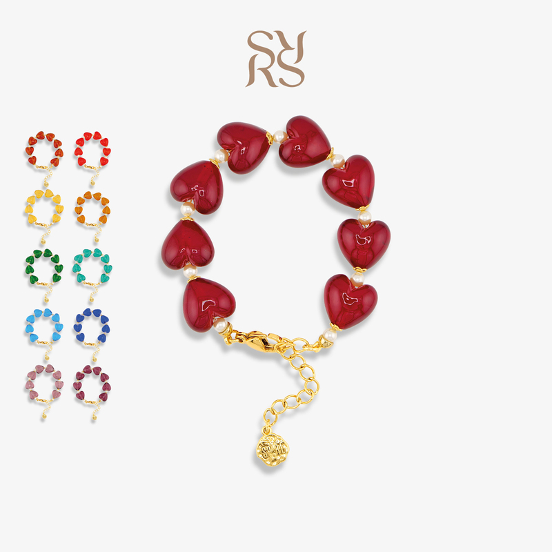 Yang Zi's Same Style Simple Rituals Venetian Glass Heart Niche Design High-End Handmade Bracelet for Women Yang Zi's Same Style Simple Rituals Venetian Glass Heart Niche Design High-End Handmade Bracelet for Women