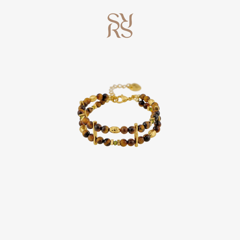 Simple Rituals26 Italian Niche Design Tiger Eye Stone Crystal Double-Layer Bracelet Accessible Luxury Vintage Bracelet Simple Rituals26 Italian Niche Design Tiger Eye Stone Crystal Double-Layer Bracelet Accessible Luxury Vintage Bracelet
