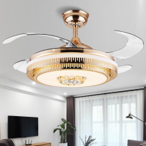 42 inch New Chinese Crystal invisible fan lamp home living room dining room light luxury ceiling fan lamp with electric fan chandelier