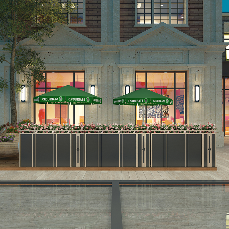 Outdoor wrought iron flower box combination commercial street rectangular outdoor planting flower pot fence partition metal flower bed