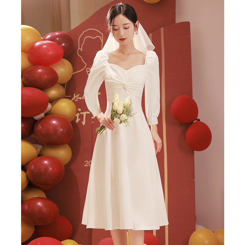  XL dresses are small, please consult customer service first+White, long, long sleeve, with sleeve   + $3.14 