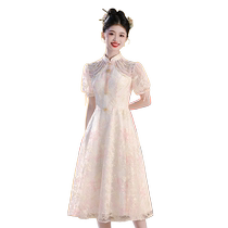 New Chinese style cheongsam toast dress bride 2024 new wedding small engagement dress skirt womens high-end summer
