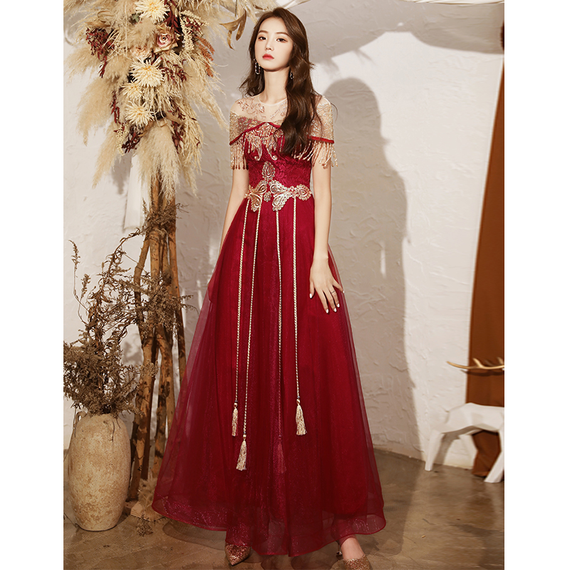 Bride Toast Dress 2023 New Red Chinese Pregnant Woman Liusu Wedding Dress Female Summer Show Su Su