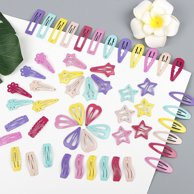 Net red girl heart children's hairpin paint bangs clip broken hair BB clip color star love side clip hair accessories