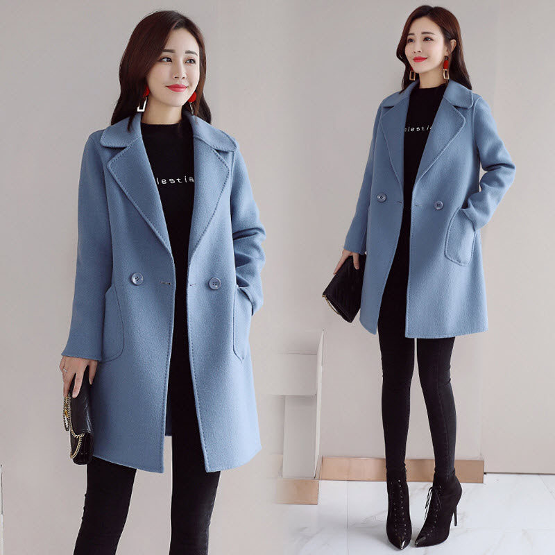 What about the son-coat girl 2022's new foggy blue and autumn winter temperament in the long version Han version loose and thin fur coat