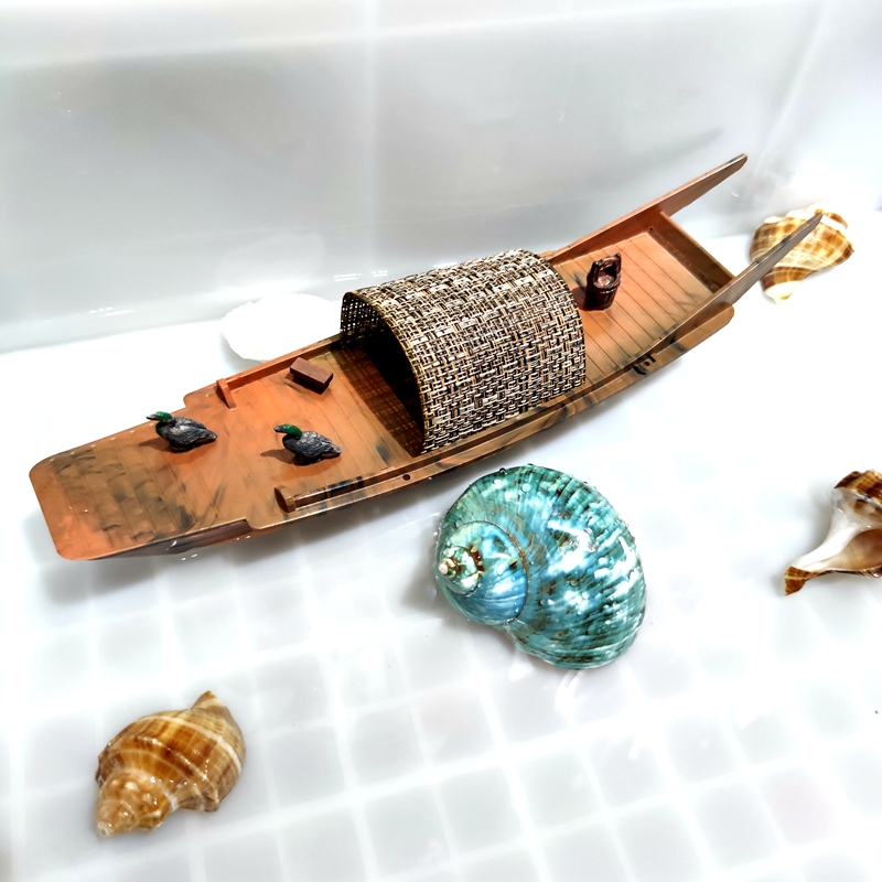 Jiangnan Water Township Ucanopy Boat Tourist Sightseeing Scenic Area Water Pleasure Imitation Ancient Wooden Boat One Sails Smooth Living Room Adornment