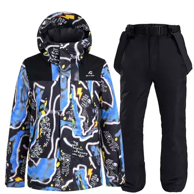 Ski suit men's suit Single board double board ski suit pants suit Winter windproof waterproof warm ski suit suit