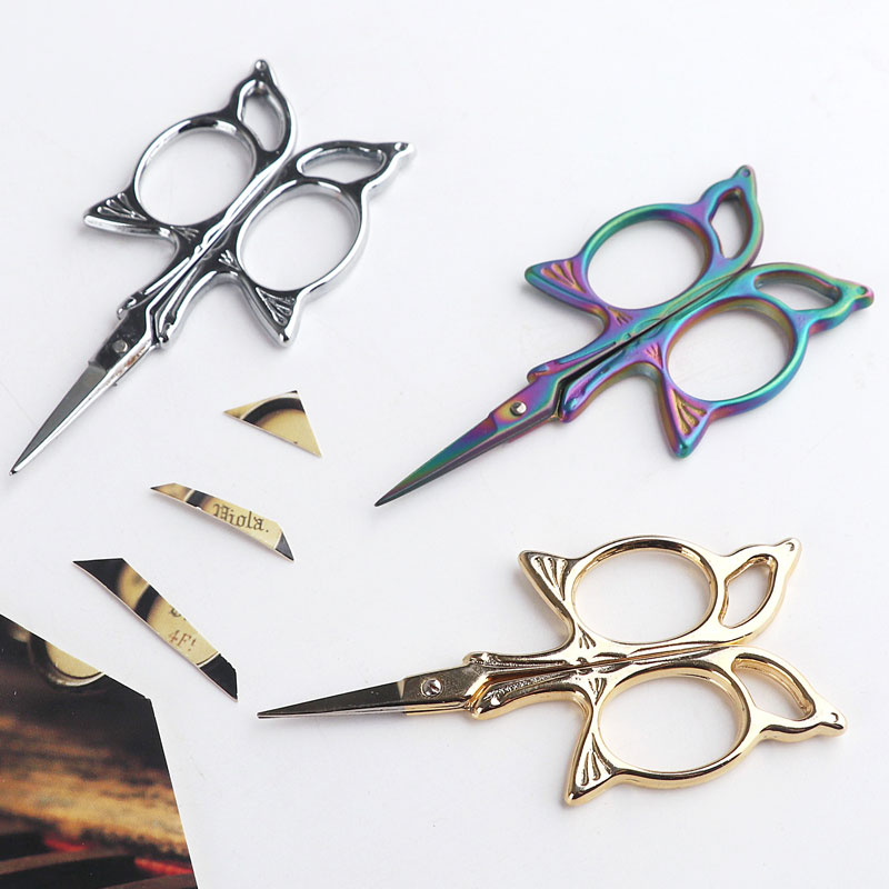 Small scissors gold color retro style butterfly nail tool daily scissors household cross embroidery line head cut