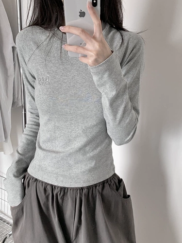 Лонгслив, рубашка, США, с вышивкой, осенний