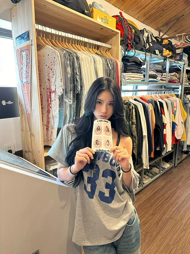 Футбольная форма, летняя сексуальная футболка, в американском стиле, короткий рукав, свободный крой